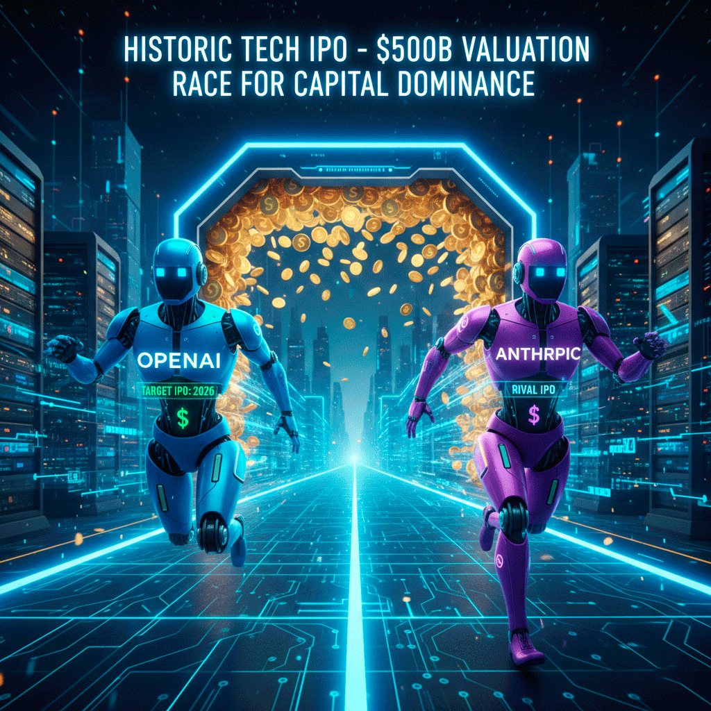 code_leverage's tweet image. OpenAI races to IPO by late 2026, aiming to beat Anthropic as the first major AI listing. The $500B giant is already talking to banks, fearing their $350B rival might strike first. 

This isn't just a public debut; it's a battle for the largest capital injection in tech history