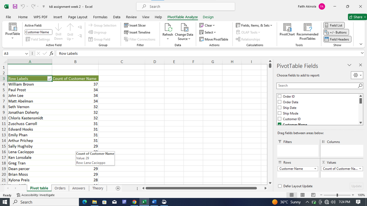 olasubomi287's tweet photo. Week 2 of Excel for Data Analysis✅
I worked on a sales dataset: calculated sales, analyzed profit, spotted top customers, and gained insights. Loving the learning process!🎉
@TDataImmersed
@DabereNnamani 
@JudeRaji_
@msexcel
#TDI https://t.co/jNm8bJJT2C