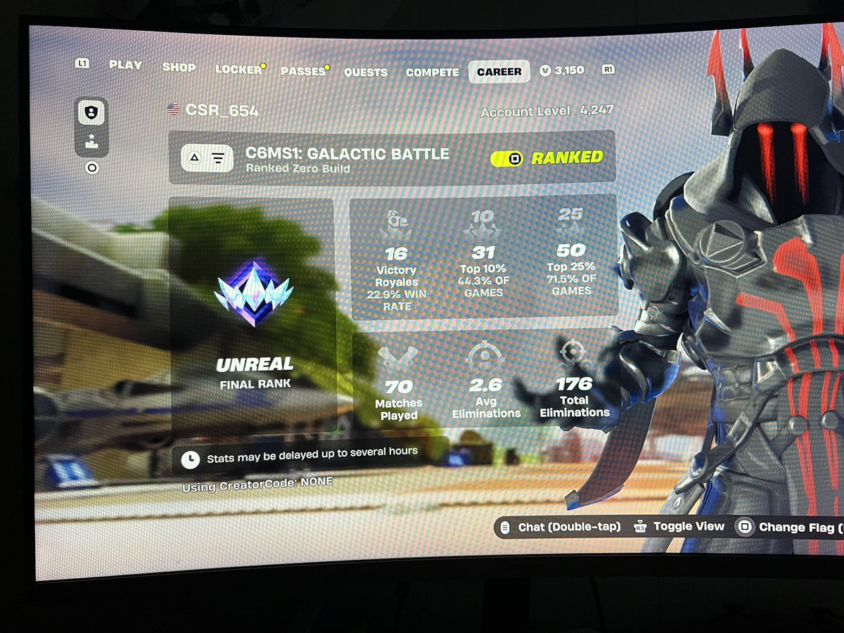 A6Csr0726's tweet photo. @FortniteStatus Could yall look into the Death Star Rankers Umbrella styles being locked even though I got unreal rank? I never got to use the unreal style once since getting it back in Galactic Battle. https://t.co/LzPDjtSFOa