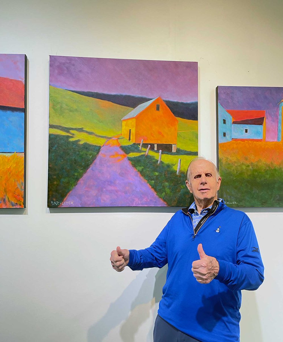 Big thank you to @gallery_wald and @artist_rosaoh for making this gentleman a very happy buyer at the @artpalmbeachfair in Palm Beach, Fl! with the purchase of "Westwardly Sun" 36 x 36 👍👍