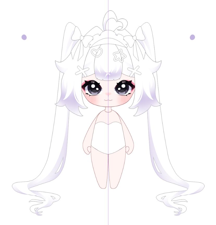 I continue to work on the customizable model

it turns out very cute and there will be many options for hairstyles and ears, horns, etc

#CustomizableVtuber