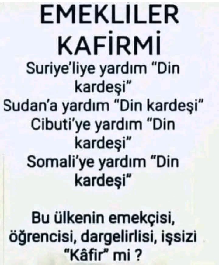 Emekliler e karşı tag açmışlar 

Halkın tercihi diye 

Halk = Emekliler +asgari ücretle çalışan 

Başka halk varsa bu ülkede bilmiyorum.  Hangisi?

#Emekliyeihanet