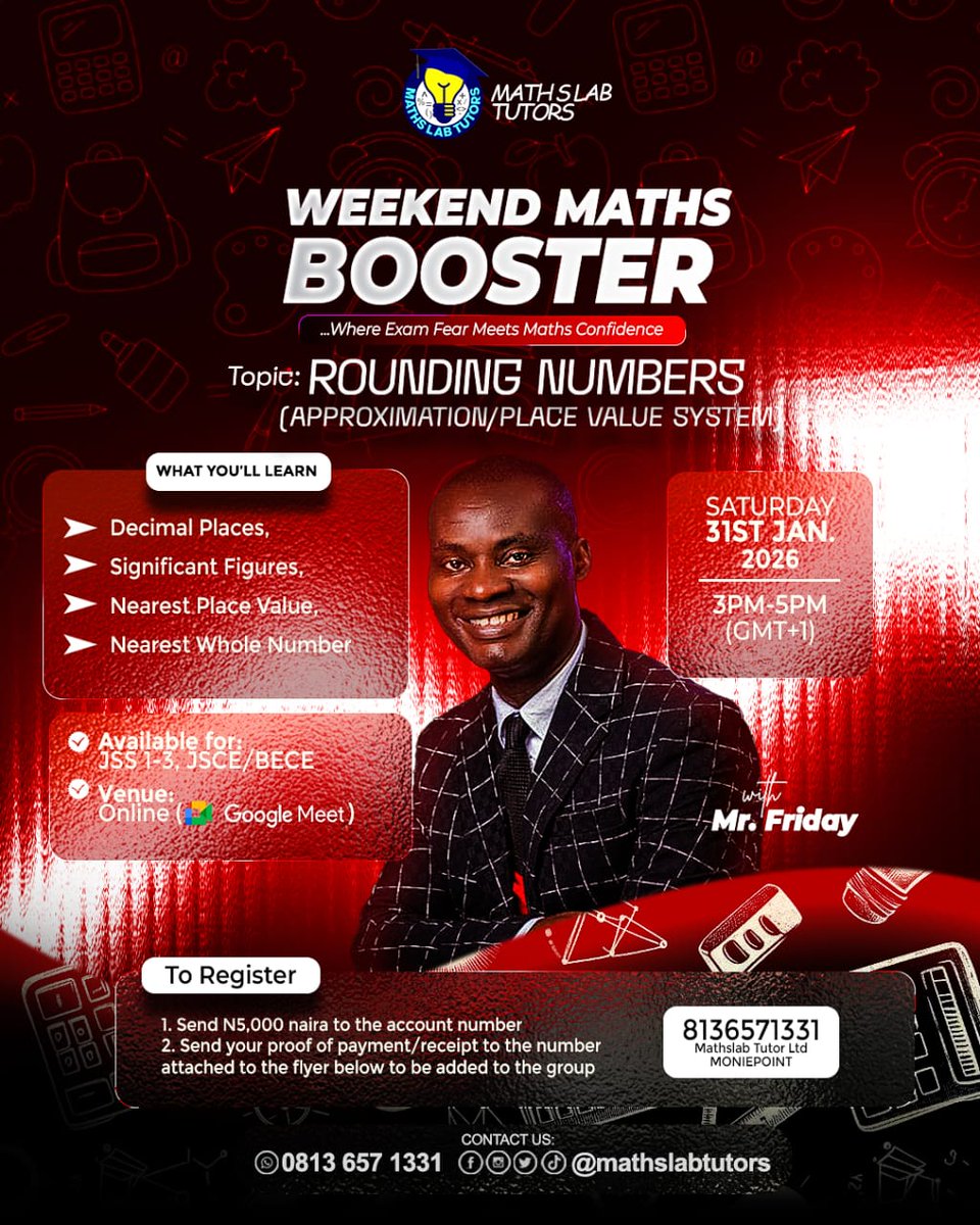 mathslabtutors's tweet photo. Two great and impactful classes, two super sound Mathematics instructors, same time, same goal - to help your child/ward learn and understand Mathematics better (Junior and Senior Secondary classes).

Would you rather let this opportunity slip through?

Register now! https://t.co/oG3taP77ts