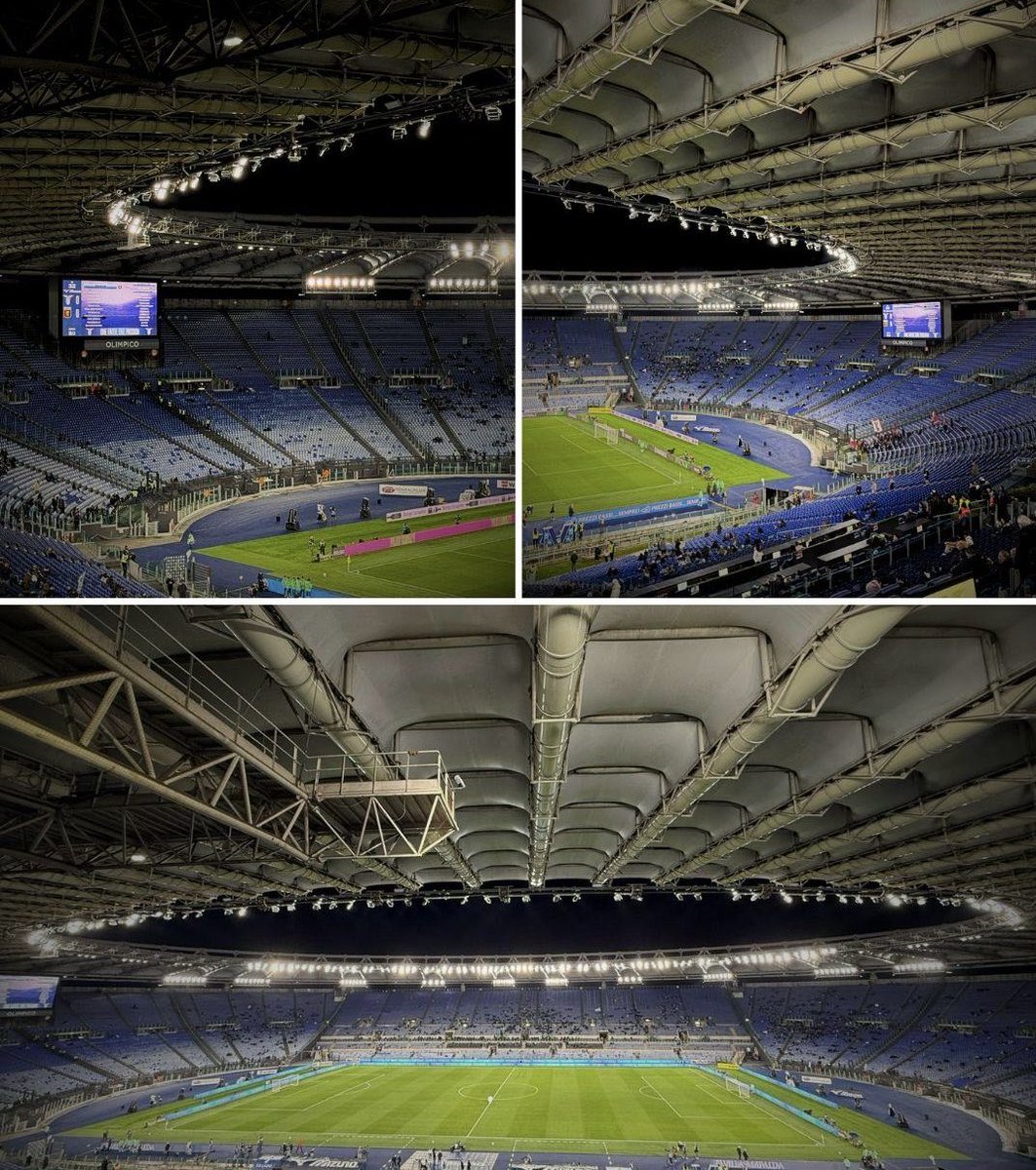 La désolation absolue au stadio Olimpico de Rome à l’occasion de #Lazio vs #Genoa. L’appel au boycott pour contester le président #Lotito a été massivement suivi par les tifosi (à commencer par les 30000 abonnés). Le stade est pratiquement vide 🧐