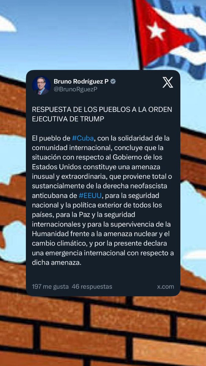 🇨🇺 Con apoyo internacional, #Cuba declara que la política hostil de la derecha neofascista anticubana en #EEUU constituye una amenaza extraordinaria para la paz, la seguridad global y la supervivencia de la humanidad ante el riesgo nuclear y climático.  
  
#LaHabanaDeTodos