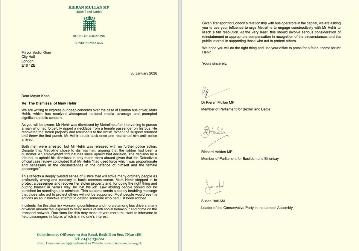KieranMullanUK's tweet image. .@RicHolden @Councillorsuzie and I have written to @MayorofLondon to ask him to intervene with MetroLine and get Mark a fair resolution-More than 12,000 people have signed the petition change.org/p/reinstate-he…