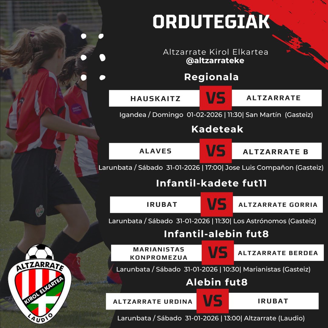 Asteburu honetako ordutegiak