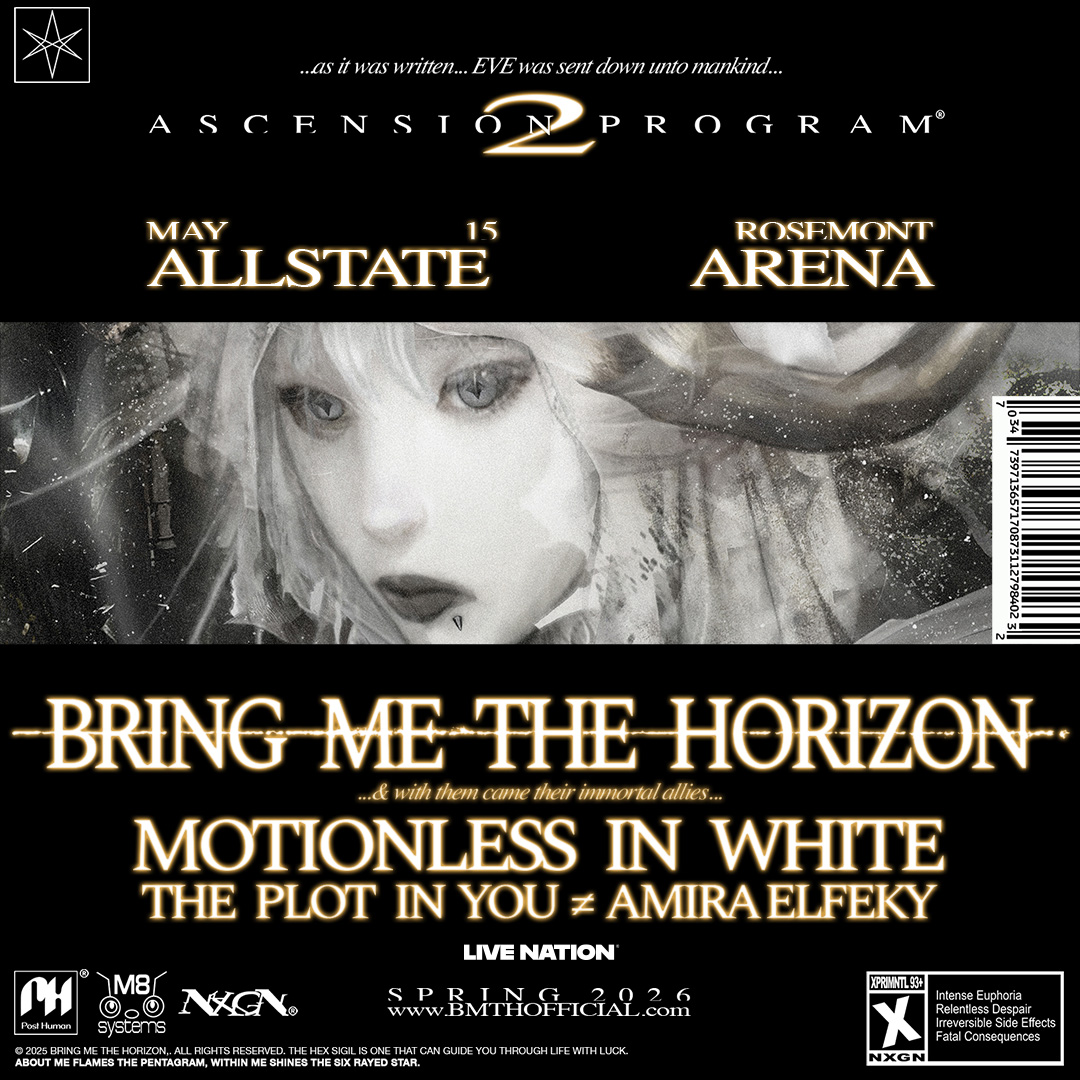 AllstateArena's tweet photo. Bring Me The Horizon ignites Allstate Arena with the N. American Ascension Program 2 on Friday, May 15 π₯πΈ Prepare for a night of epic energy and heavy hits π€π₯ #BMTH #AscensionProgram2 #AllstateArena https://t.co/sPdZVO3tsi
