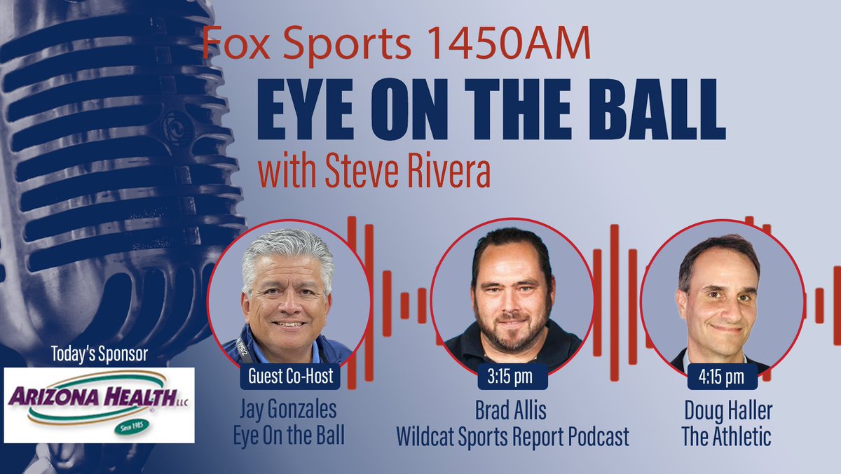Today with @steverivera95 &amp; <a href="/jaygonzo59/">Jay Gonzales</a> 

3:15- Brad Allis, <a href="/WSRBrad/">Brad Allis</a>,<a href="/WSRArizona/">Arizona Sports Illustrated</a> podcast 

4:15- Doug Haller, <a href="/DougHaller/">Doug Haller</a>, Senior writer for
<a href="/TheAthletic/">The Athletic</a>

🕰3 p.m.-5 p.m.

📞(520) 416-7440
🎙foxsports1450.iheart.com
📱<a href="/iHeartRadio/">iHeartRadio</a>, <a href="/ApplePodcasts/">Apple Podcasts</a>, <a href="/Spotify/">Spotify</a>