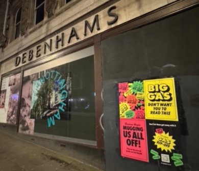 GreenpeaceNotts's tweet photo. Greenpeace renews ‘The Great Gas Rip-Off’ campaign with further guerrilla postering around Nottingham:
https://t.co/vOgMNqGblz 
#Nottingham @LeftLion https://t.co/LPXtVrqNbN