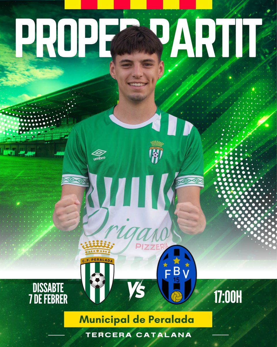 CFPeralada's tweet image. 🔜 𝗧𝗲𝗿𝗰𝗲𝗿𝗮 𝗖𝗮𝘁𝗮𝗹𝗮𝗻𝗮 ⚔️💚

⚽️ 𝐉 𝐎 𝐑 𝐍 𝐀 𝐃 𝐀 1️⃣8️⃣💪 🔥

📅 Dissabte 07/02 – 17:00h
🏟️ Municipal de Peralada
⚔️ @cfperalada  🆚 @FCVilobi 

#CFPeralada #3cat #SomXampanyers #ForçaPeralada #OrgullXampanyer 💚⚔️