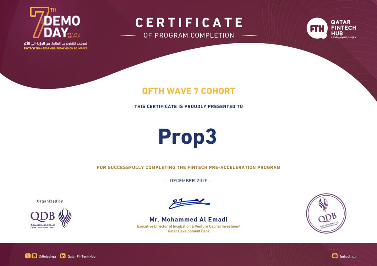 Home3 / Prop3 Team Update

Regulatory Progress
Our MENA team met with the Qatar Central Bank (QCB) this week as part of our Sandbox application process, where we presented the Prop3 solution and overall platform vision. We've been asked to provide further details and