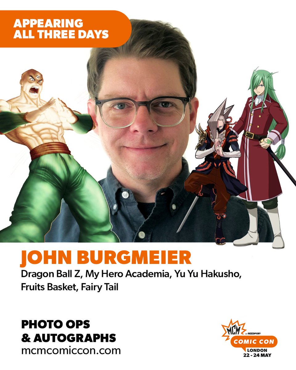 DMJConsult23's tweet photo. I'm delighted to announce that @johnburgmeier &amp; @LindaYoungVA will be at @MCMComicCon #London, 22nd-24th May 2026.

Further info here: https://t.co/ezENIp0heB

#JohnBurgmeier #LindaYoung
#DragonBallZ #YuYuHakusho #MyHeroAcademia #FairyTail #FruitsBasket #OnePiece #DragonBall
#UK https://t.co/yYx5QaEvgz