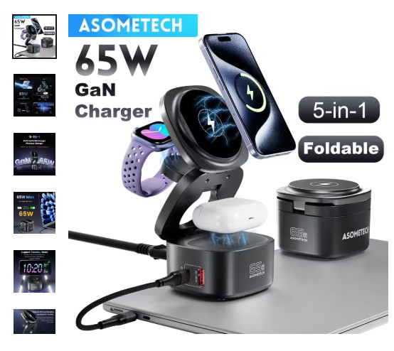 shopping_soma's tweet image. ASOMETECH 65W: 5-in-1 Power Hub ⚡

65W GaN Fast Charging for MacBooks. 5-in-1 Magnetic Station for iPhone 16, Watch, and AirPods. Foldable and powerful.

Shop: tinyurl.com/5d8hv4tv

#Asometech #GaNCharger 
#FastCharge #iPhone16 #Shorts