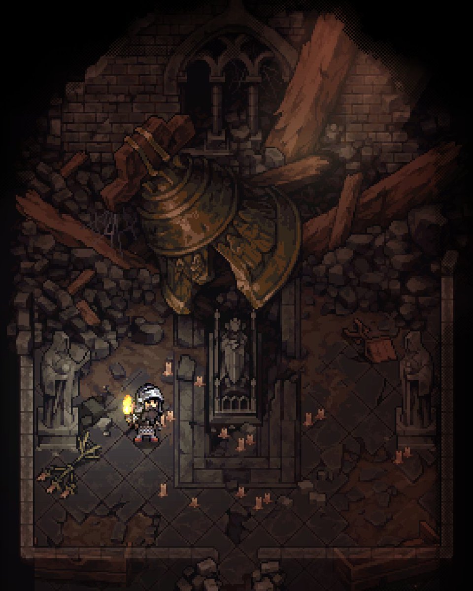 Stoneshard's tweet image. A secret room in a new light 🔔
#medieval #dungeon #pixelart #gamedev #indiedev #indiegame #ドット絵 #像素艺术 #픽셀아트