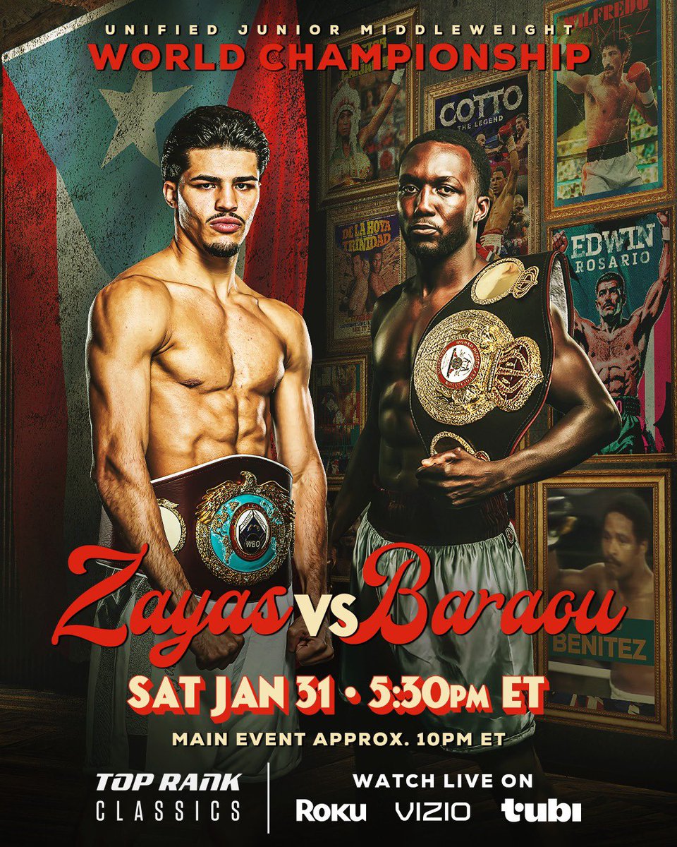 صباح غدا لدينا نزال أكثر من رائع

توحيد أحزمة WBO و WBA لأكثر وزن فيه تكدس نجوم - وزن الويلتر السوبر 154

عباس باراو أمام ألكسندر زاياس

بالتوفيق لعباس