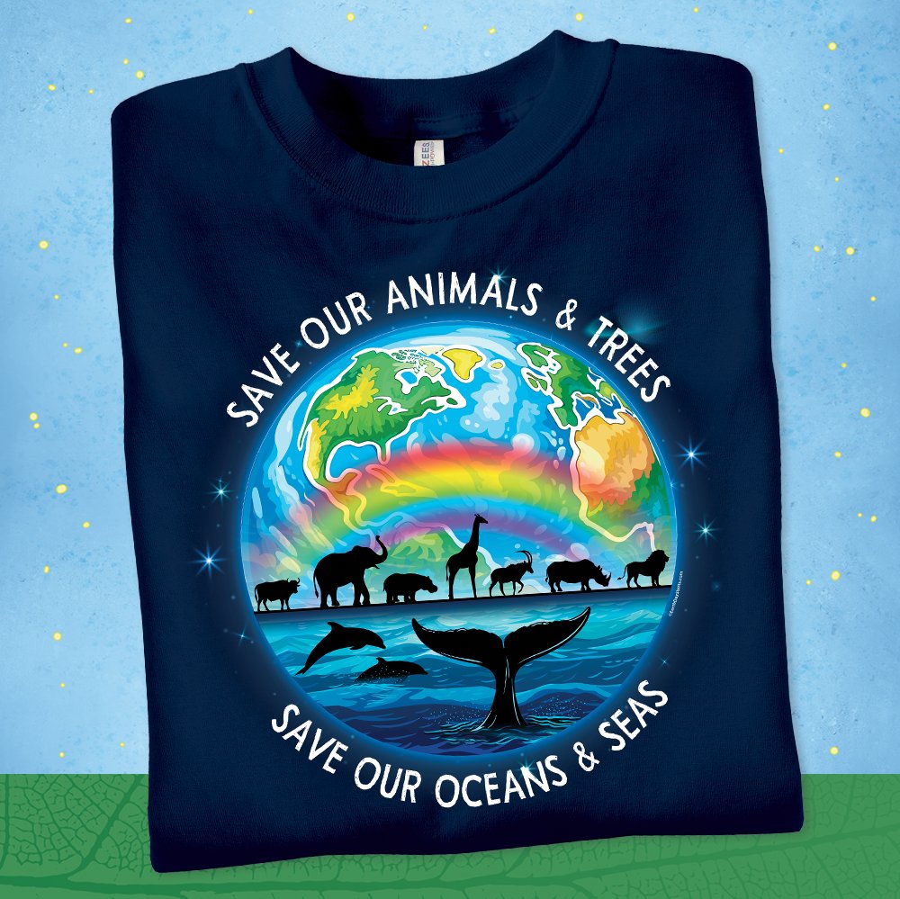 EarthDayShirts's tweet photo. Protect all the colors of life on our planet wearing "Save our Animals  &amp; Trees • Save our Oceans &amp; Seas" t-shirts for Earth Day 2026. 🌎 Apply promo code SM4373 for your discount.
•
Shop now: https://t.co/m2ww2IeTF9
•
#earthdayshirt #earthday #earthdayapparel #saveourseas https://t.co/fACqxPFSic