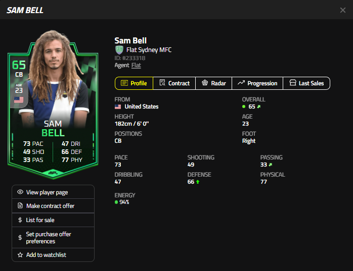 FlatMFL's tweet photo. Two tier breaks coming out of the mid season break over on @playMFL 

Sam Bell and Laurent Tchinda have moved into the uncommon tier!

These young players should become staples for the agency in the upcoming seasons.

#MFL #playMFL https://t.co/4XqC4oXsKD