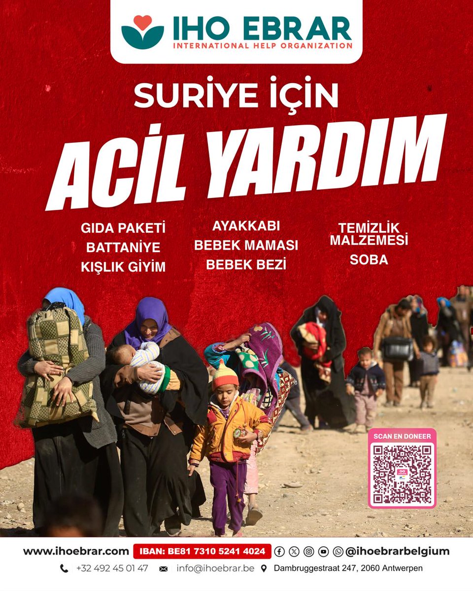 SURİYE'YE ACİL YARDIM!

Çatışmaların tarafı olmayan Halep, Afrin, Kobani, Haseke ve Kamışlo'da ki mazlum ve mağdur kardeşlerimizin ihtiyaçlarını karşılamak için şimdi destek zamanı!

Bağışlarınız için bize ulaşın: 
💳 IBAN: BE81 7310 5241 4024
📱 +32 492 45 01 47
