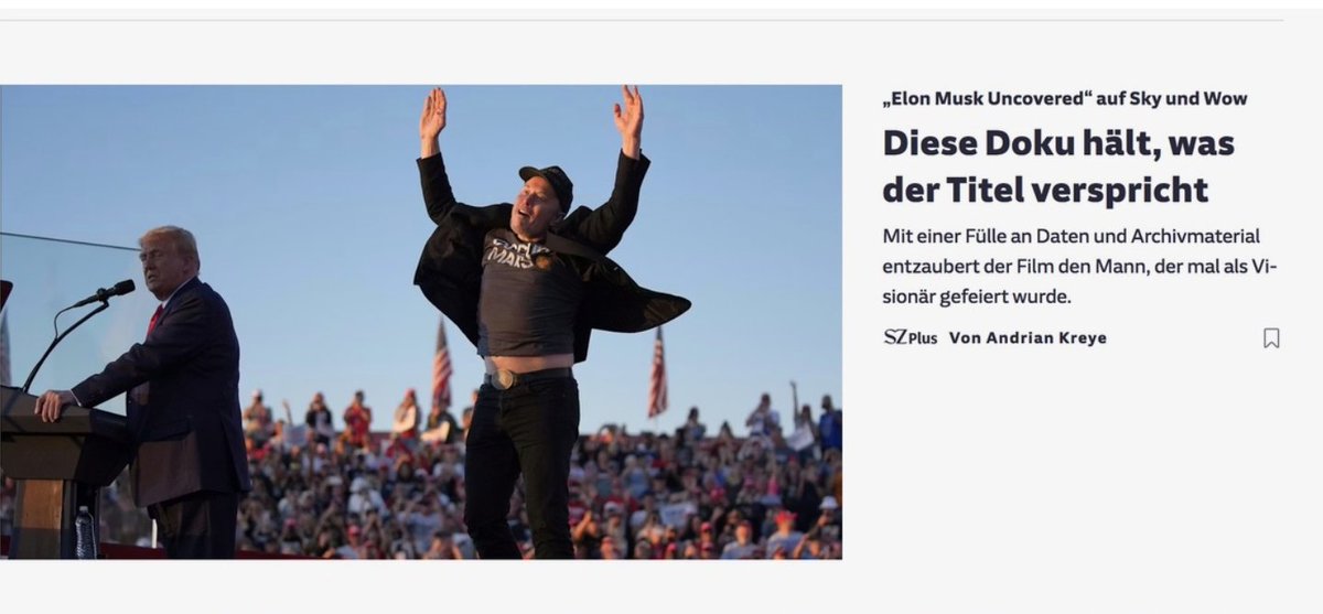 Rezension zum ELON MUSK UNCOVERED FILM:

sueddeutsche.de/medien/elon-mu…

„Gibt schonungslose Einblicke hinter die Kulissen von Tesla und rechnet knallhart mit Elon Musk ab.“
TELESCHAU