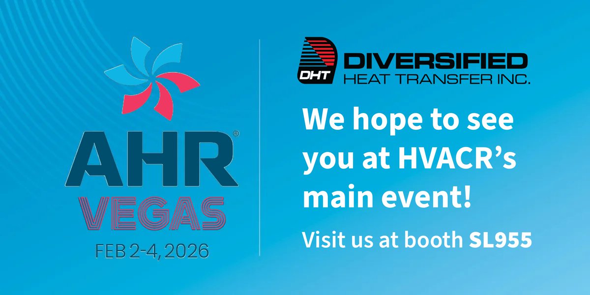 DiversifiedHeat's tweet image. Just a few days to go! Visit DHT at Booth SL955 at #2026AHREXPO explore our full lineup including EWx Boilers and SP Water Heaters. AND connect with our team. See you there! ahr26.mapyourshow.com/8_0/exhibitor/…

#AHRExpo #BoilerTech #EWxSeries #ElectricBoilers #DHTnet #SussmanBoilers