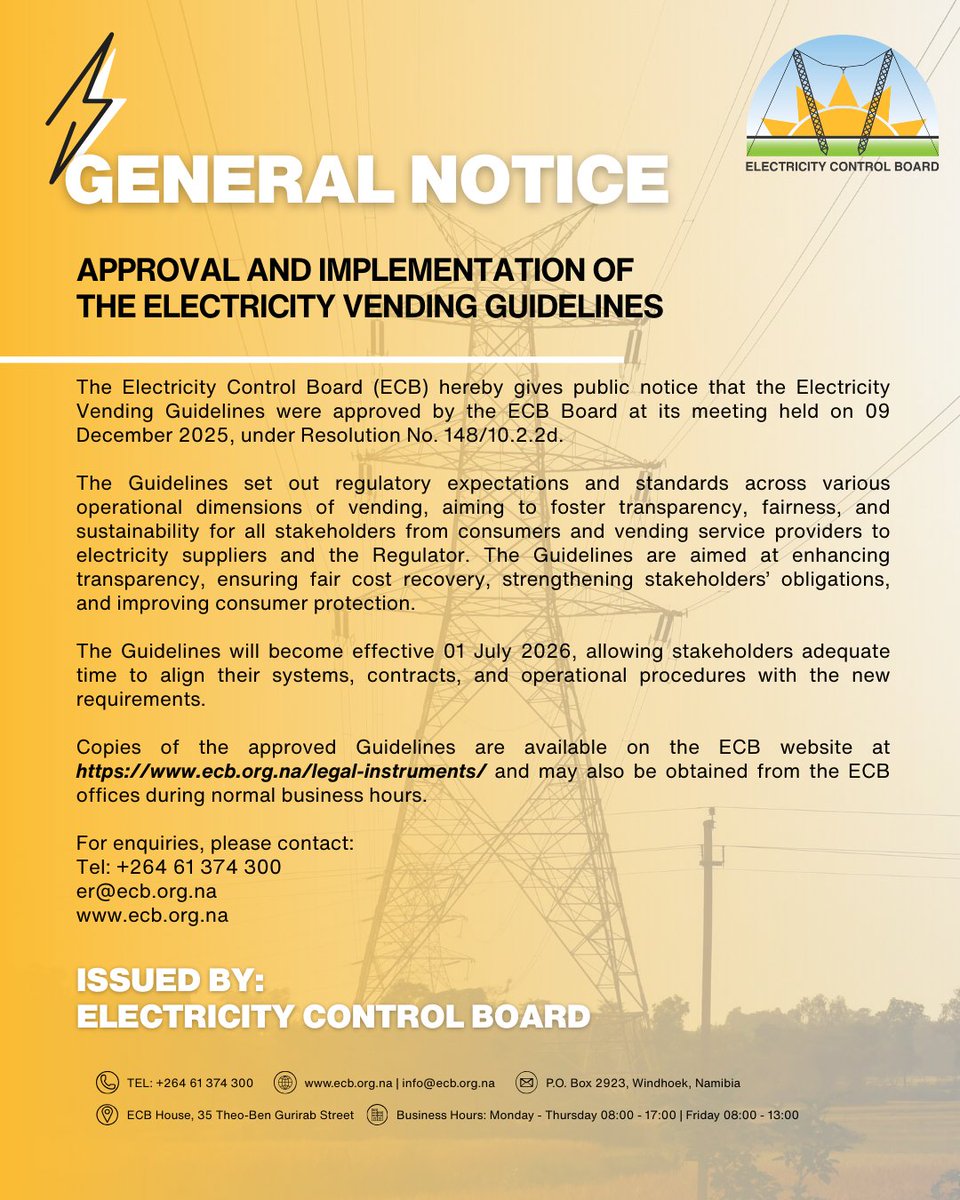 Electricity Control Board Namibia tweet media