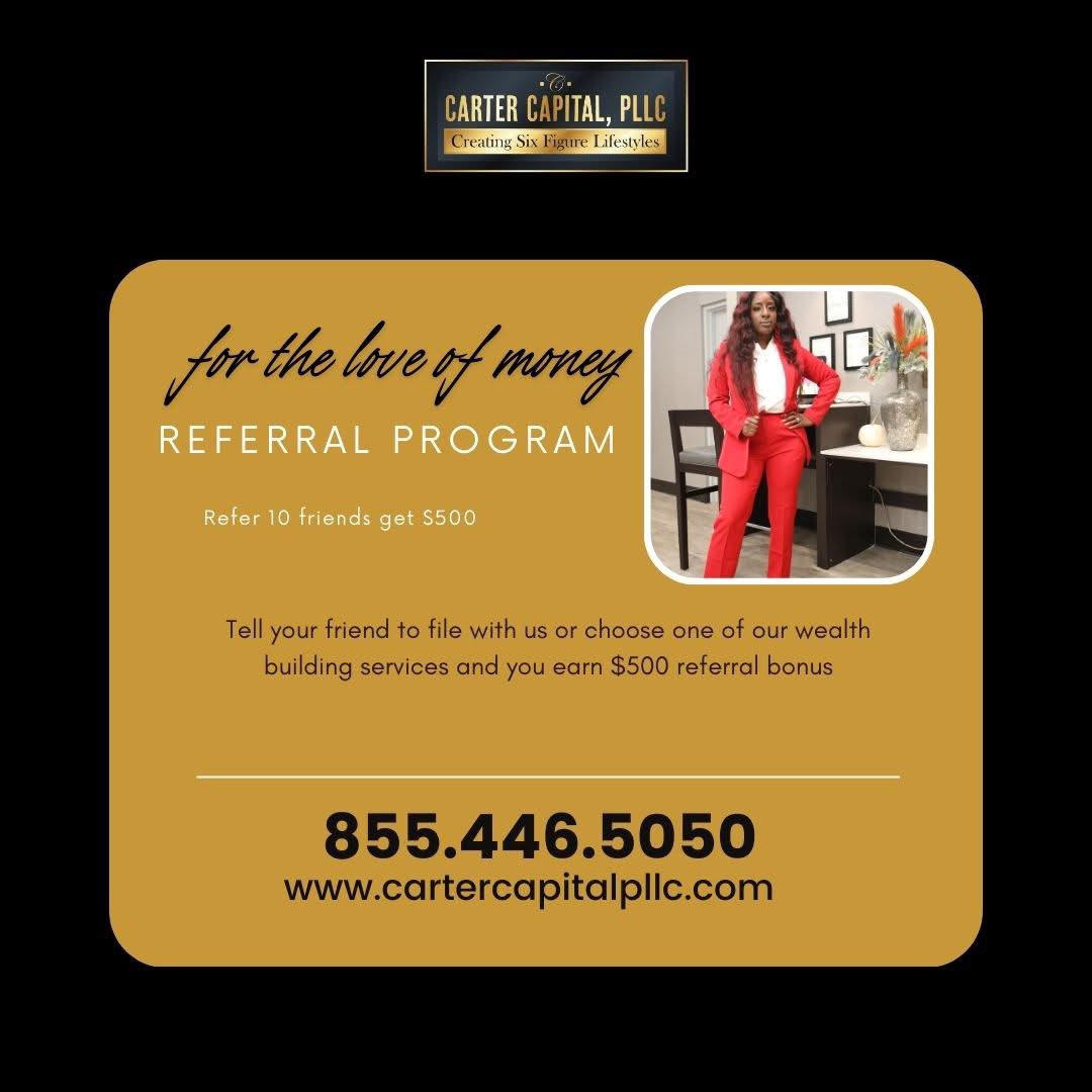 Do you know 10 individuals needing to file their taxes?

Refer 10 friends and get $500. Yep, $500. Don't miss out.

#taxes #tax #taxseason #accounting #business #incometax #smallbusiness #taxpreparer #bookkeeping #taxrefund #finance #accountant #entrepreneur #money #taxreturn #ta