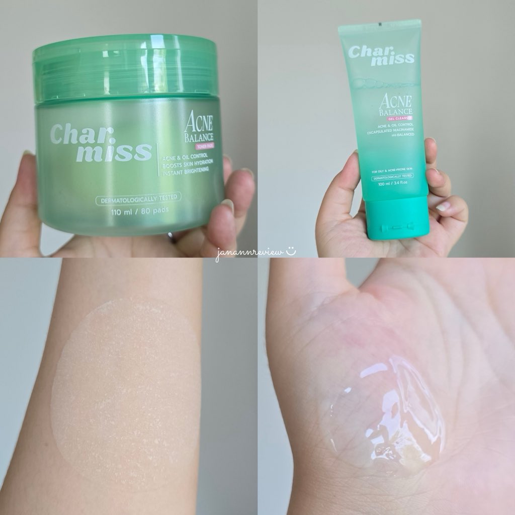 พึ่งลองใช้เซทจบสิวของ 𝑪𝒉𝒂𝒓𝒎𝒊𝒔𝒔 มาสักพักชอบทั้งแพดทั้งเจลล้างหน้าเลยอะ ตัวโทนเนอร์แพดแผ่นบางฉ่ำน้ำเติมความชุ่มชื้นดี แปะแล้วผิวเย็น แต่งหน้าต่อคสอ.ติดทน ตัวเจลล้างหน้า ช่วยปรับสมดุลผิว ลดความมันแต่ไม่เอี๊ยด หลังล้างยังรู้สึกว่าผิวชุ่มชื้นอยู่ ราคาดีด้วย