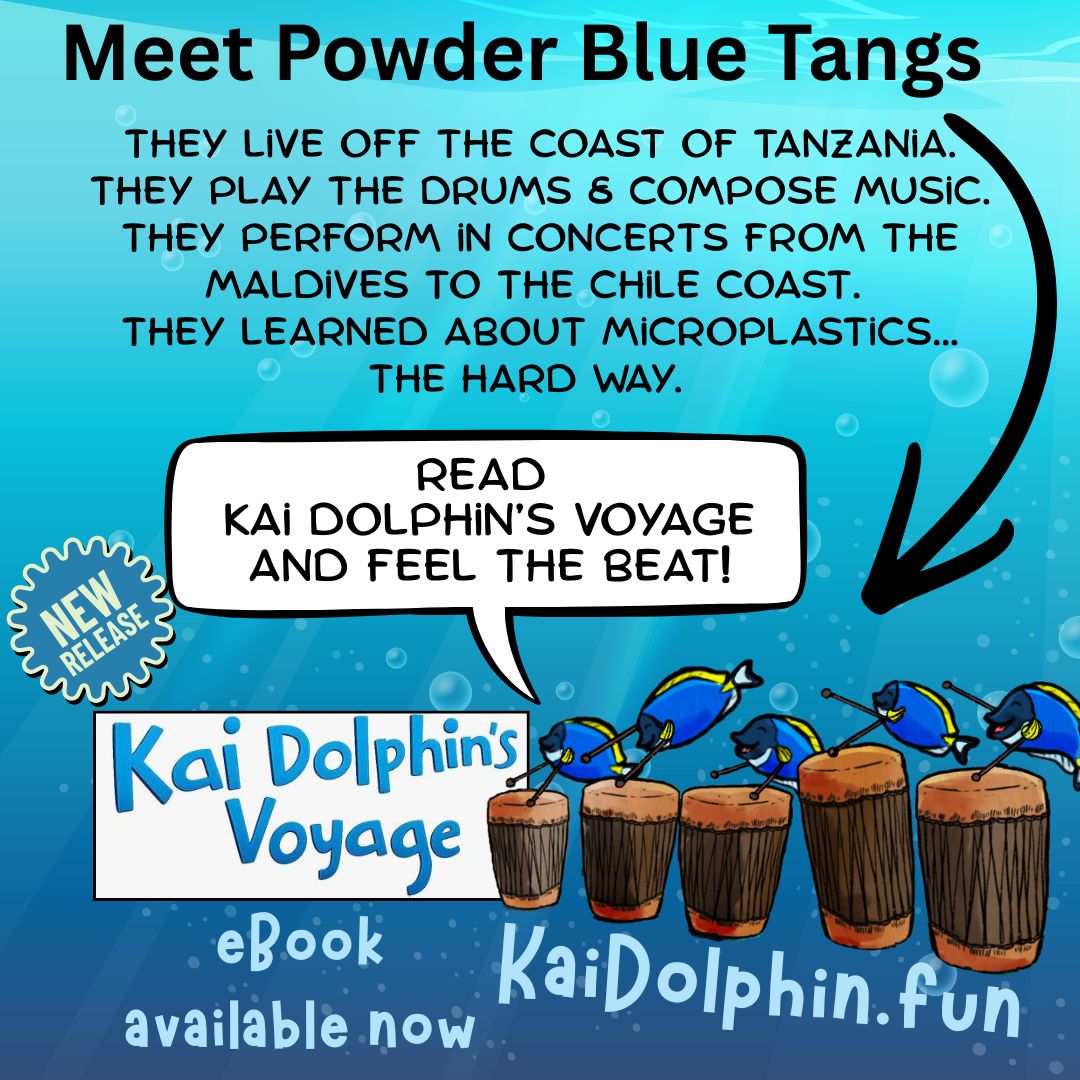Powder Blue Tangs are on an unforgettable adventure! 
These vibrant fish live along the coast of Tanzania.
until they discovered something shocking in the ocean the hard way: microplastics.
eBook:kaidolphin.fun

#Tanzania #Maldives #Chile #Drummers #MusicComposer