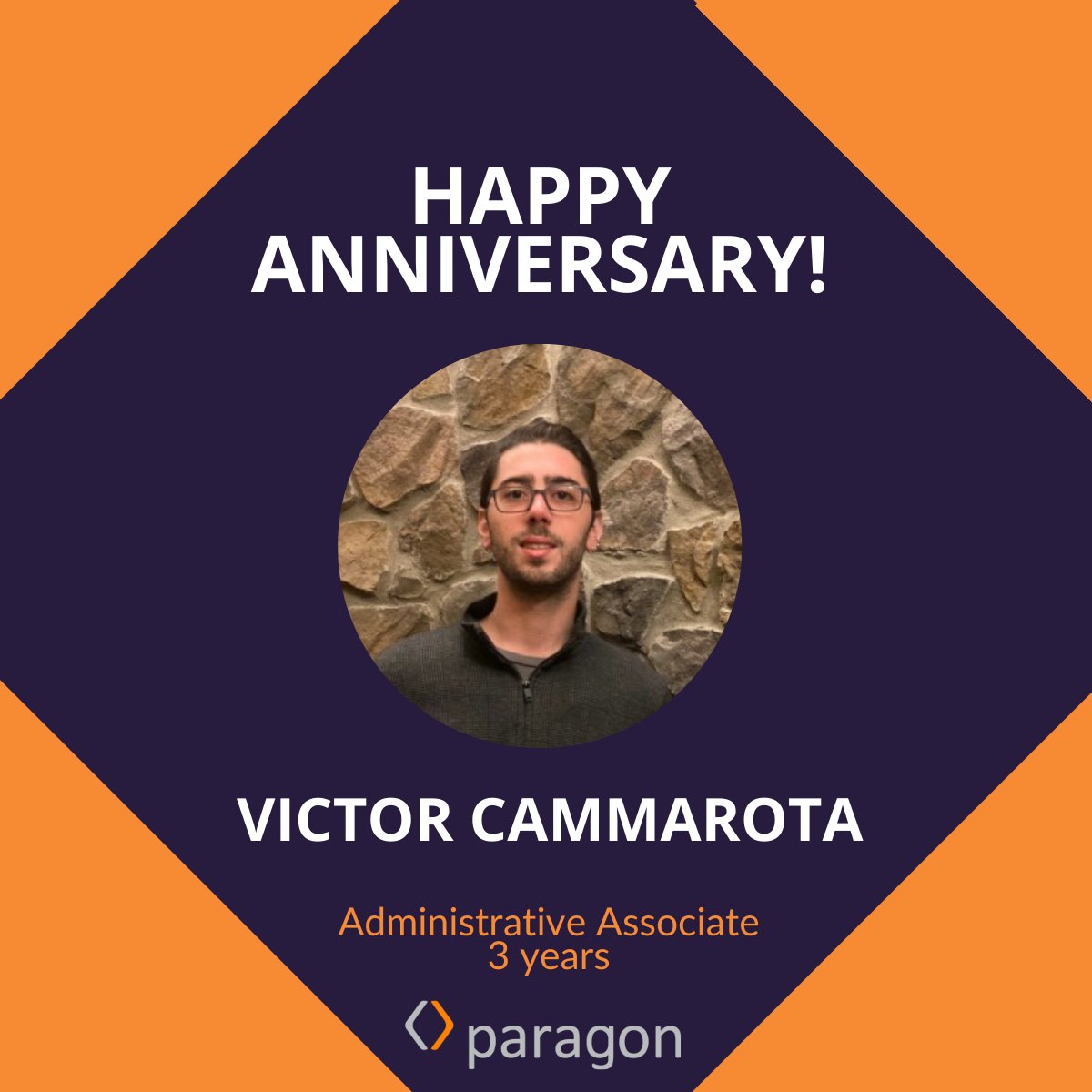 Today we celebrate 3 years with Administrative Associate <a href="/Victor/">viç†o®</a> Cammarota! Victor plays a vital role in keeping our operations running smoothly and supporting our team every day. We’re grateful for your hard work and excited for what’s ahead!