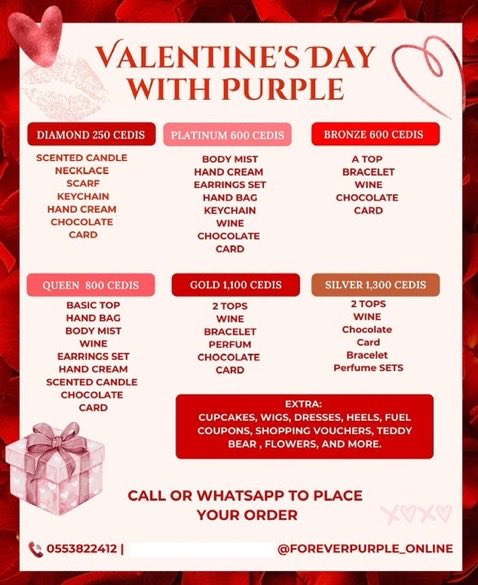 ForeverPurple17's tweet photo. Affordable Valentine’s Day package 

#DiamondPackage 💗💗

🏷️250 cedis https://t.co/ijSbjA1wWx