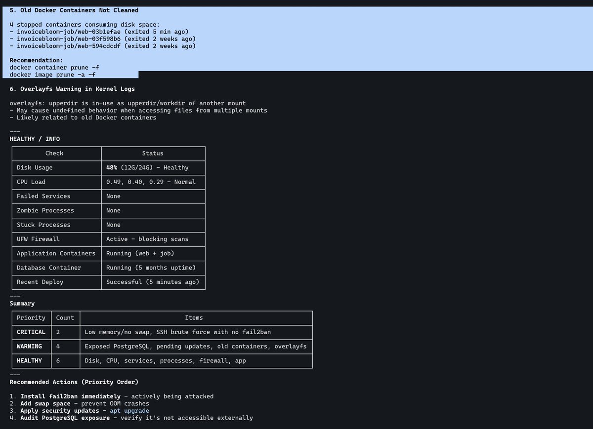CODING ON THE EDGE!

Install Claude in your server and tell Opus 4.5 to do a health analysis:

I just saved you 10K 

Your welcome