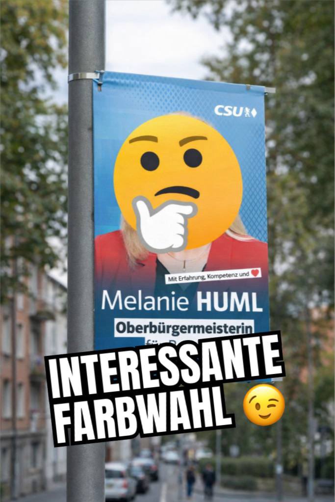 Als Grafikerin stelle ich mir gerade die Frage: Wer hat eigentlich das Farbprofil von Frau Huml auf „Rechts-Außen-Blau“ gestellt? 🎨🤔

Da bekommt der Begriff Komplementärfarben plötzlich eine ganz neue (politische) Bedeutung! 😉😁

Absicht oder technisches Versehen? Was meint