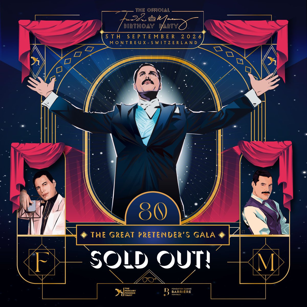 The Official Freddie Mercury Birthday Party 2026: SOLD OUT
Incredible.

The Official Freddie Mercury Birthday Party 2026 has sold out in just 9 MINUTES. Our gratitude is simply off the scale, and our mind's blown.

Also, thank you so, so much for all the merch you have bought