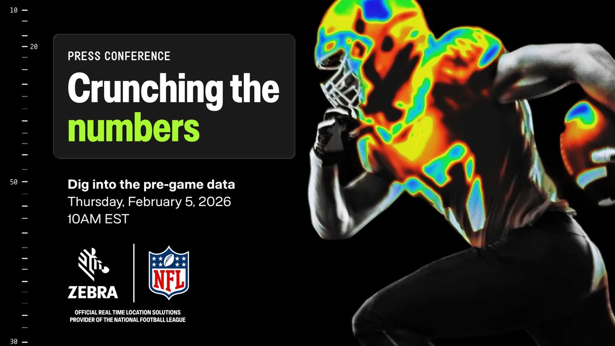 Join <a href="/ZebraTechnology/">Zebra Technologies</a> on Thursday, Feb 5, at 10 AM EST on LinkedIn as the biggest names in #NFL sports analysis break down the numbers leading up to #SuperBowlLX. 🏈 social.zebra.com/6010QyHxG

#ZebraEmployee