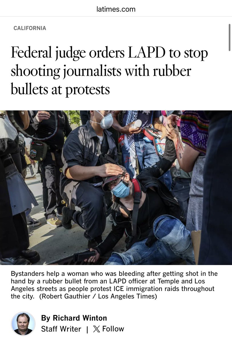 FilmThePoliceLA's tweet image. “The arrest of journalists…”

Karen Bass has NOT SAID A SINGLE WORD about her LAPD beating, arresting and shooting journalists. 

Your LAPD literally has a restraining order &amp;amp; injunction against it—right now—over violating press. You have some nerve.