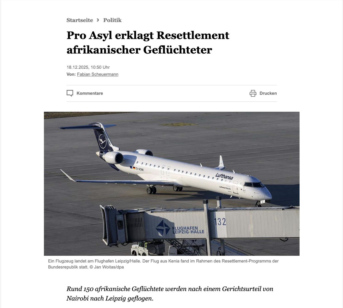 jannibal_'s tweet image. Wer übrigens erst jüngst ein Recht auf Einreise aus dem Südsudan im Rahmen humanitärer Programme eingeklagt hat? »Pro Asyl«. Die Organisation vertrat zwei Familien aus dem Südsudan, die im Rahmen des »Resettlement« afrikanischer Migranten nach Deutschland einreisen durften. 

Das…