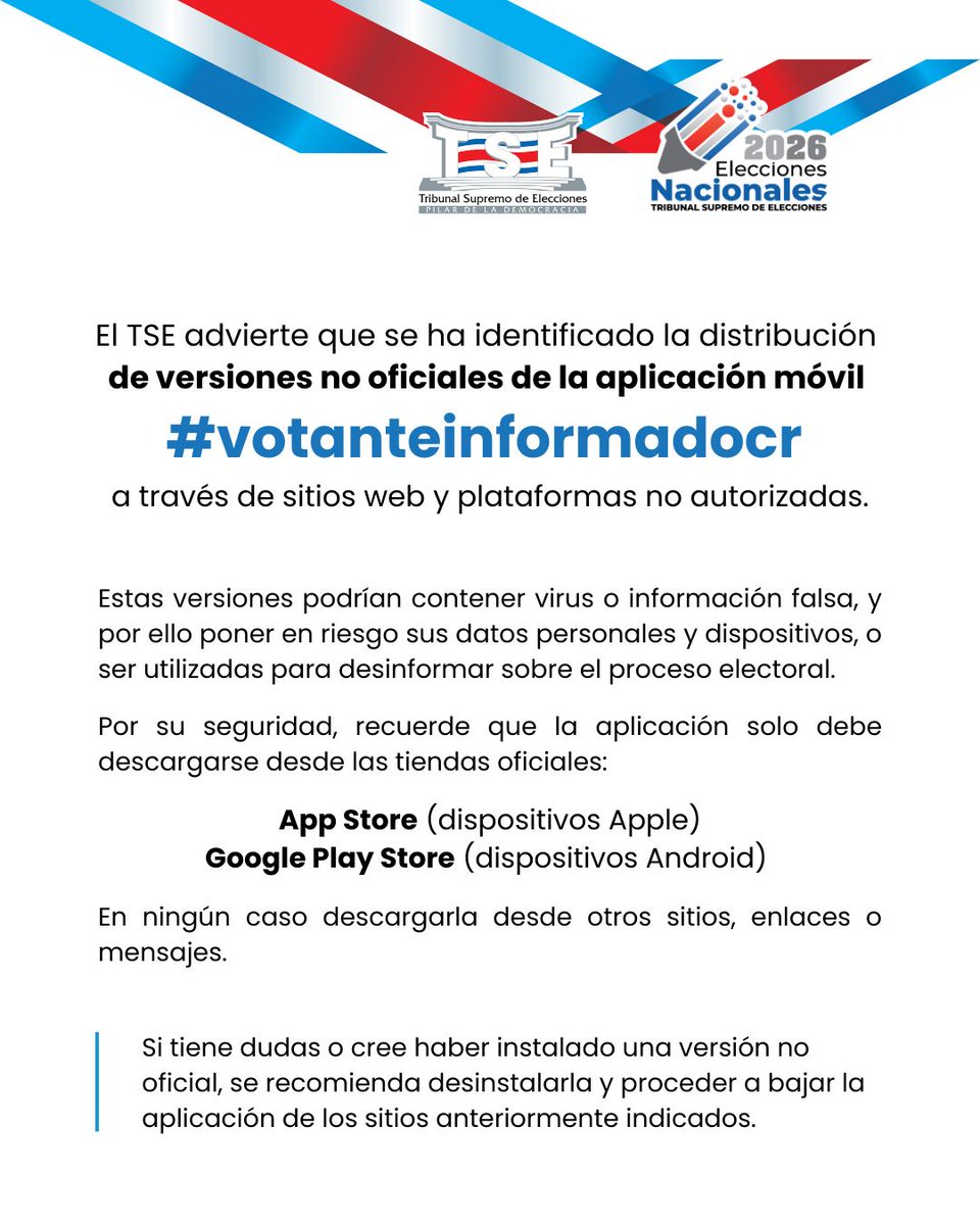 TSECostaRica's tweet photo. ⚠️Información importante https://t.co/I0oeXXAjoy