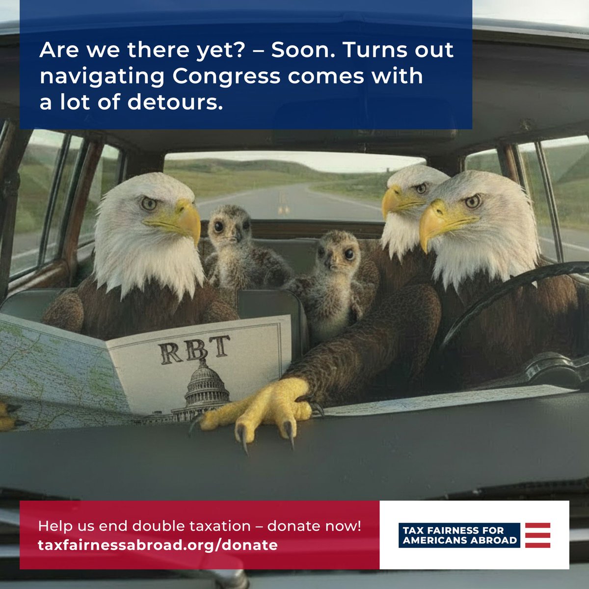 Are we there yet?

We can see light at the end of the tunnel! Our House and Senate sponsors for the Residence-Based Taxation for Americans Abroad Act are coming to the end of months of discussions with the Joint Committee on Taxation. Just a little more patience!