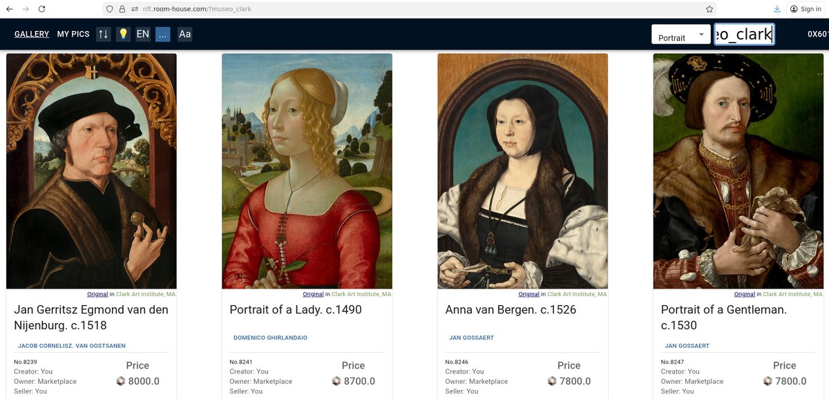 Incredible Renaissance portraits from Clark Art Institute minted nft.room-house.com/?museo_clark%2… - kind a peculiar location for a museum - in the field with hills and grazing cattle. Clarks were a mogul couple who set it up and spent a fortune in the first half 20th century.