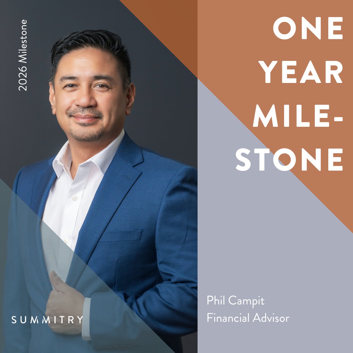 Congratulations on one year at Summitry, Phil! What an accomplishment and special milestone!