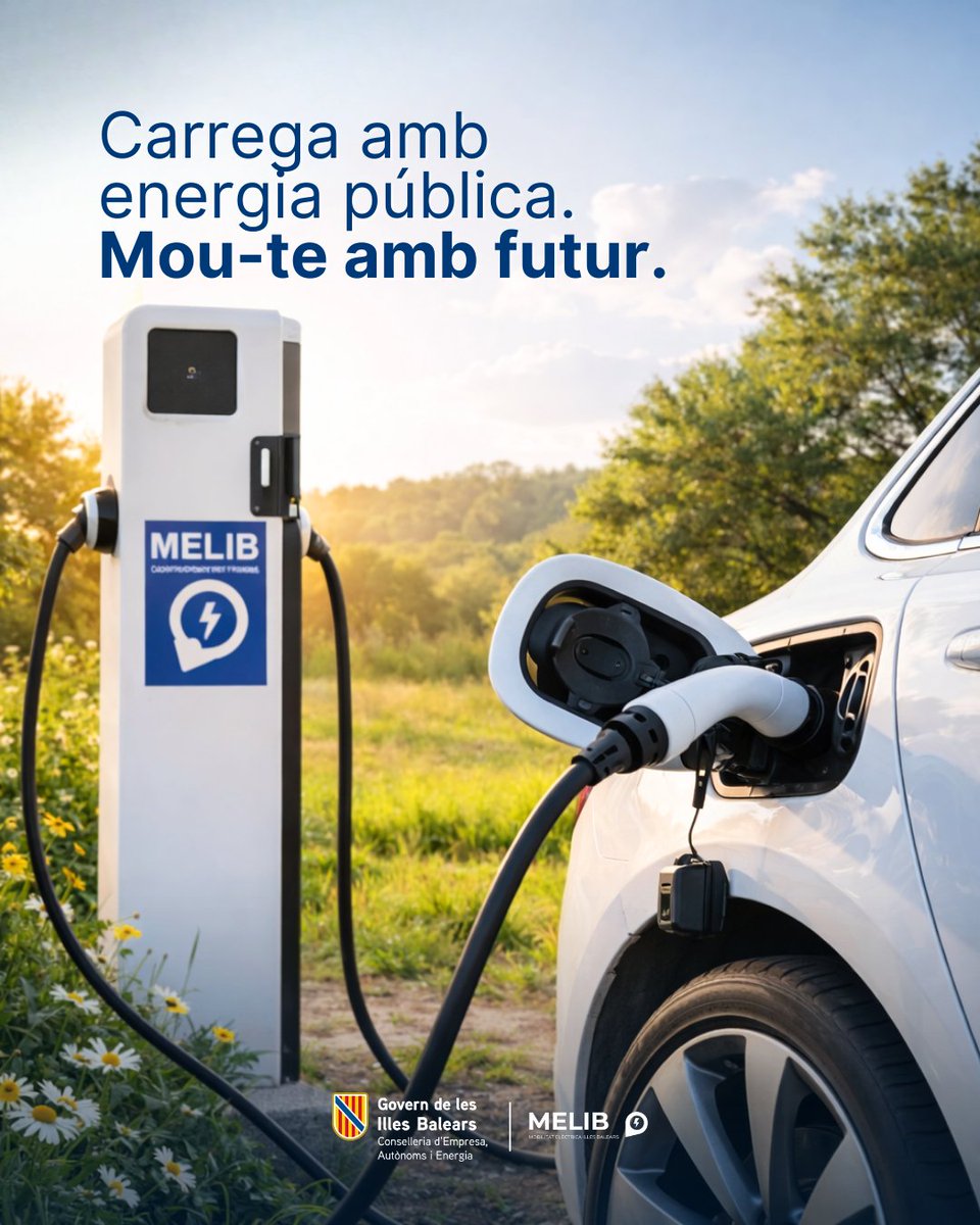 Carregar el teu vehicle elèctric amb #MELIB és apostar per una mobilitat més neta, pública i sostenible🌱

✔️ Disponible a totes les Illes Balear
✔️ Compatible amb targeta, clauer i app MELIB 2025
✔️ Informació actualitzada en temps real
 
🚗 La mobilitat del futur comença avui.