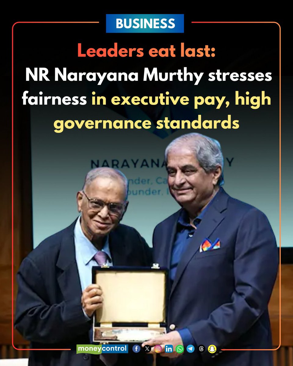 moneycontrolcom's tweet image. #Business | 🚨 Leaders eat last: NR Narayana Murthy stresses fairness in executive pay, high governance standards

@chandrarsrikant with details 👇
moneycontrol.com/news/business/…

#NarayanaMurthy #Salary #Pay