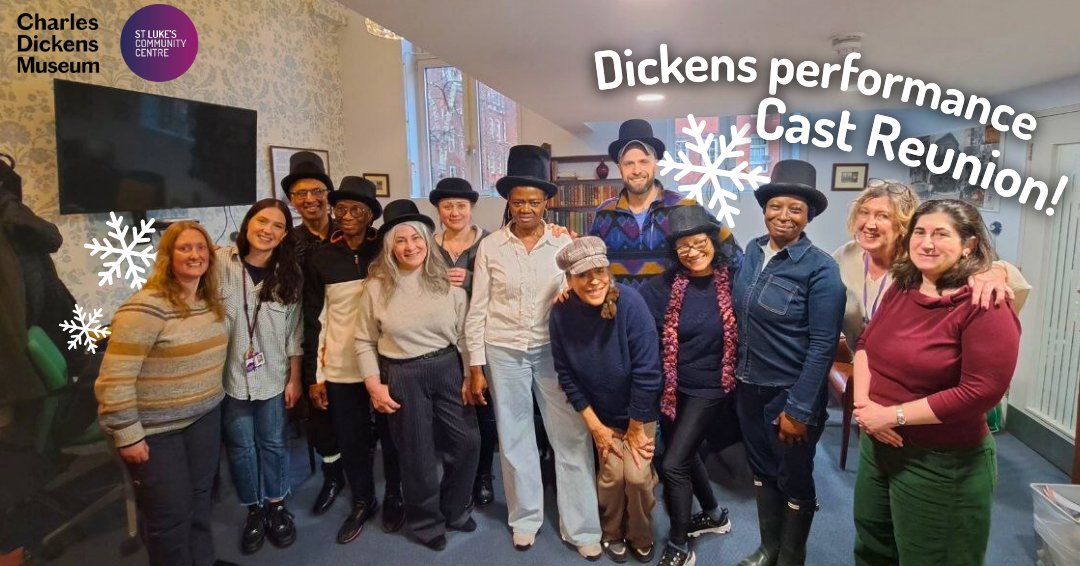 StLukesTrust's tweet image. Our cast and team from the Christmas Carol Performance at Christmas were reunited this week!🤩 

Thank you to @DickensMuseum for running acting workshops for our community, then our members showed off their newly-learned skills in a show last winter❄️

#local #acting #lessons