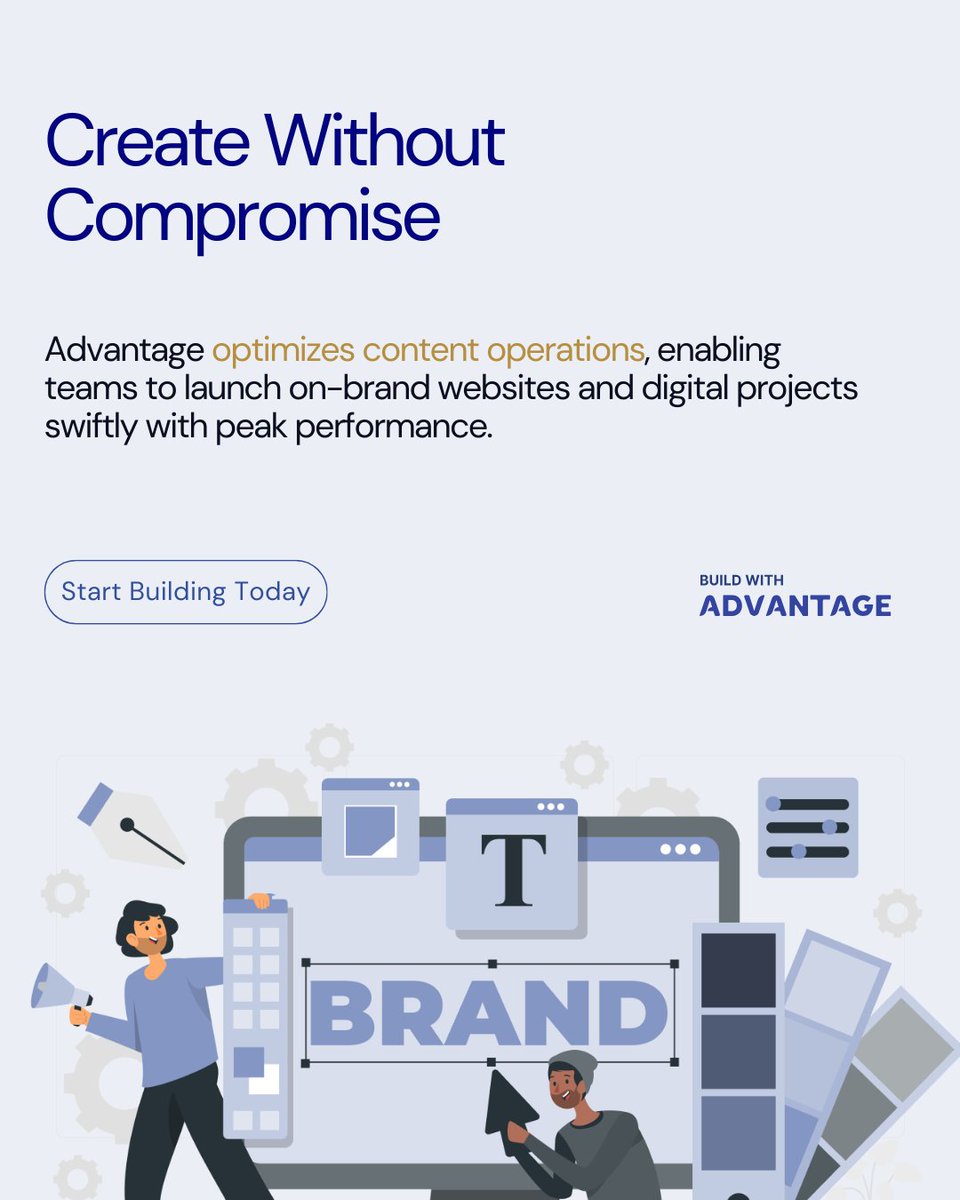 Create without compromise. Advantage streamlines content operations, enabling your teams to quickly launch on-brand websites and digital projects with optimal performance.