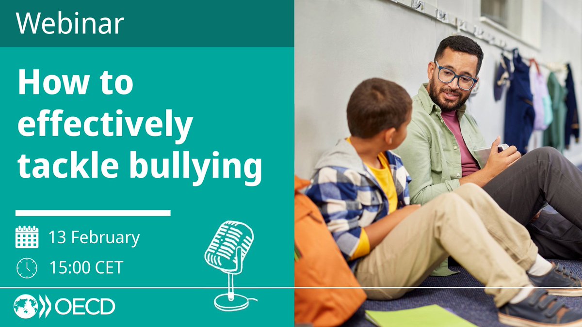 OECDEduSkills's tweet photo. Bullying can have a devastating impact on children and their education.

In this upcoming webinar, experts will discuss new research on how schools are responding, and what actually works in education settings. 

Sign up to join the live conversation:  https://t.co/TxTbPnD9yk https://t.co/roCe9lNKBW
