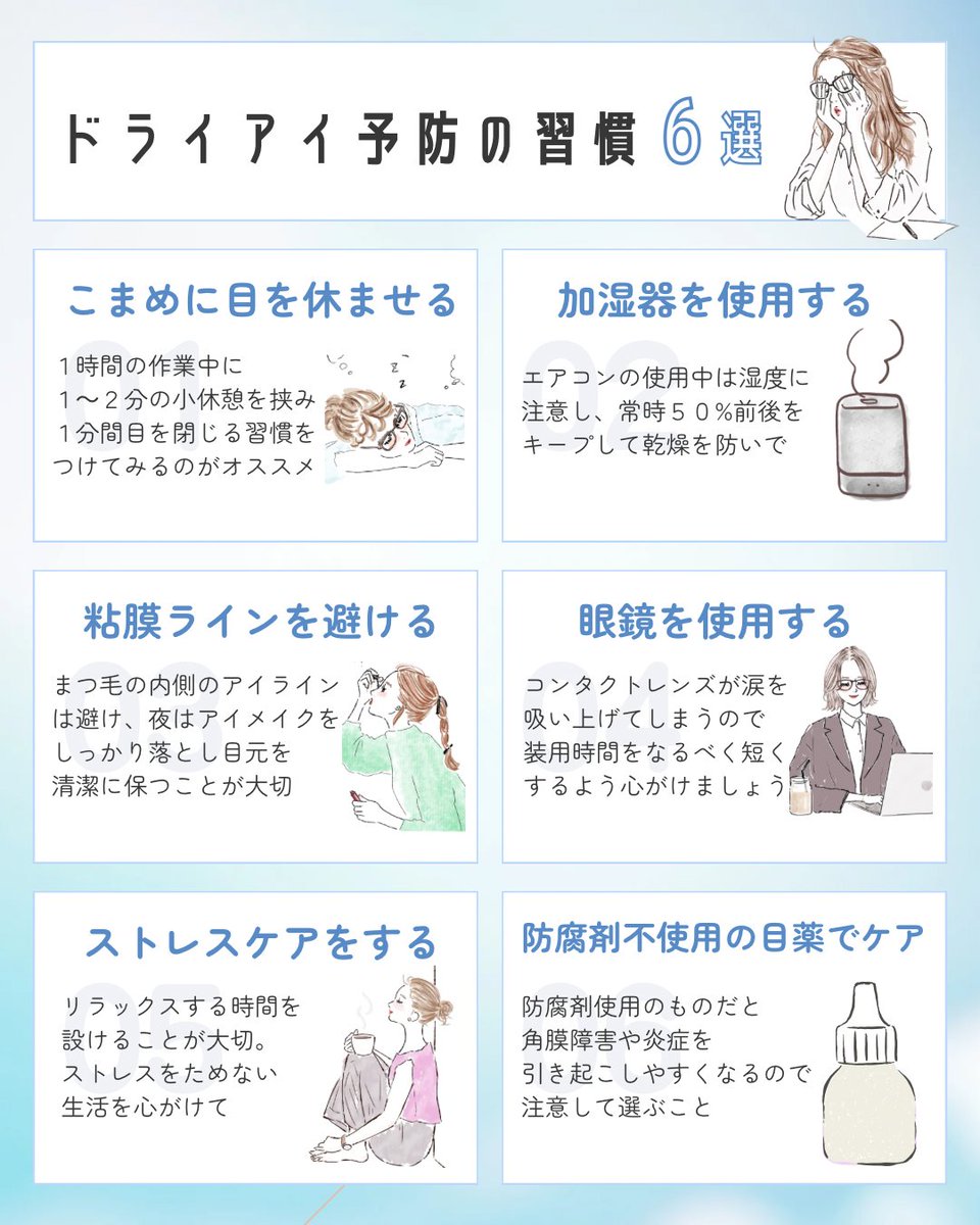 zukaidesign_krn's tweet photo. ˗ˏˋ 連続投稿24個目 ˎˊ˗

資料作成に特化したデザイナーとして、
ドライアイ予防の習慣をまとめました。

目の乾きや疲れって、
仕方ないって我慢しがちだけど、
実は日常のちょっとした習慣で変えられることも多いんです。

つらくなる前の予防ケアとして、
参考にしてもらえたら嬉しいです＾＾ https://t.co/mWM7q6t46J