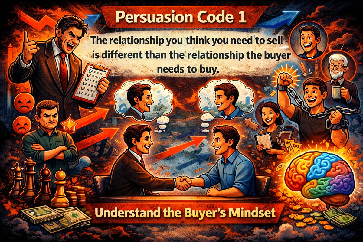 tomvizzini's tweet photo. Persuasion Code 1 

The relationship you think you need to sell is different from the relationship the buyers need to buy. 

 #Leadership #PersonalDevelopment #Mindset #SuccessHabits #ProfessionalDevelopment #BusinessTips #SelfImprovement https://t.co/ed3ofUvuqb