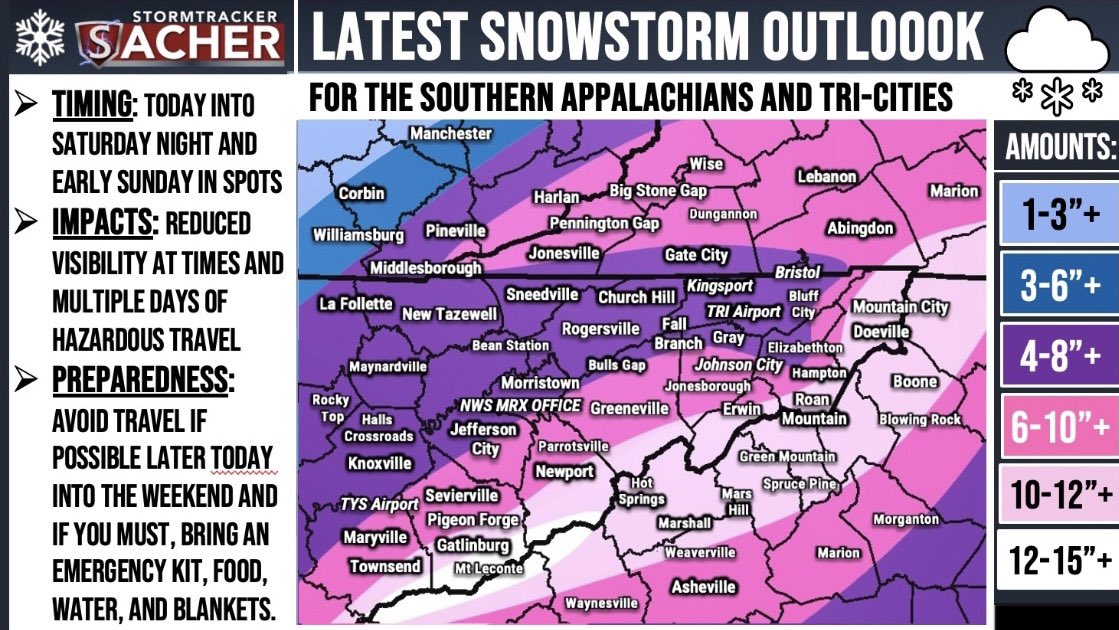 TrackerSacker's tweet photo. Here is your latest snowfall outlook! Snow will be moving in within the next few hours! https://t.co/bDBZzfuDpO