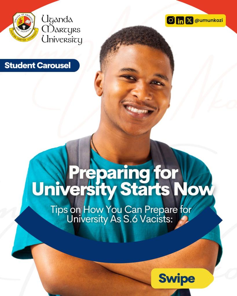 umu_nkozi's tweet photo. Dear S.6 Vacists 🎓

The weekend is a good time to reflect, explore career paths, and prepare for university life.

Choose an institution that shapes both competence and character.

Admissions are open at UMU.
📞 0743 897 219 | 📧 admissions@umu.ac.ug

#AdmissionsOpen #JoinUMU https://t.co/w40t8q8OjY